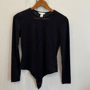 H&M Black V-Neck Long Sleeve Bodysuit